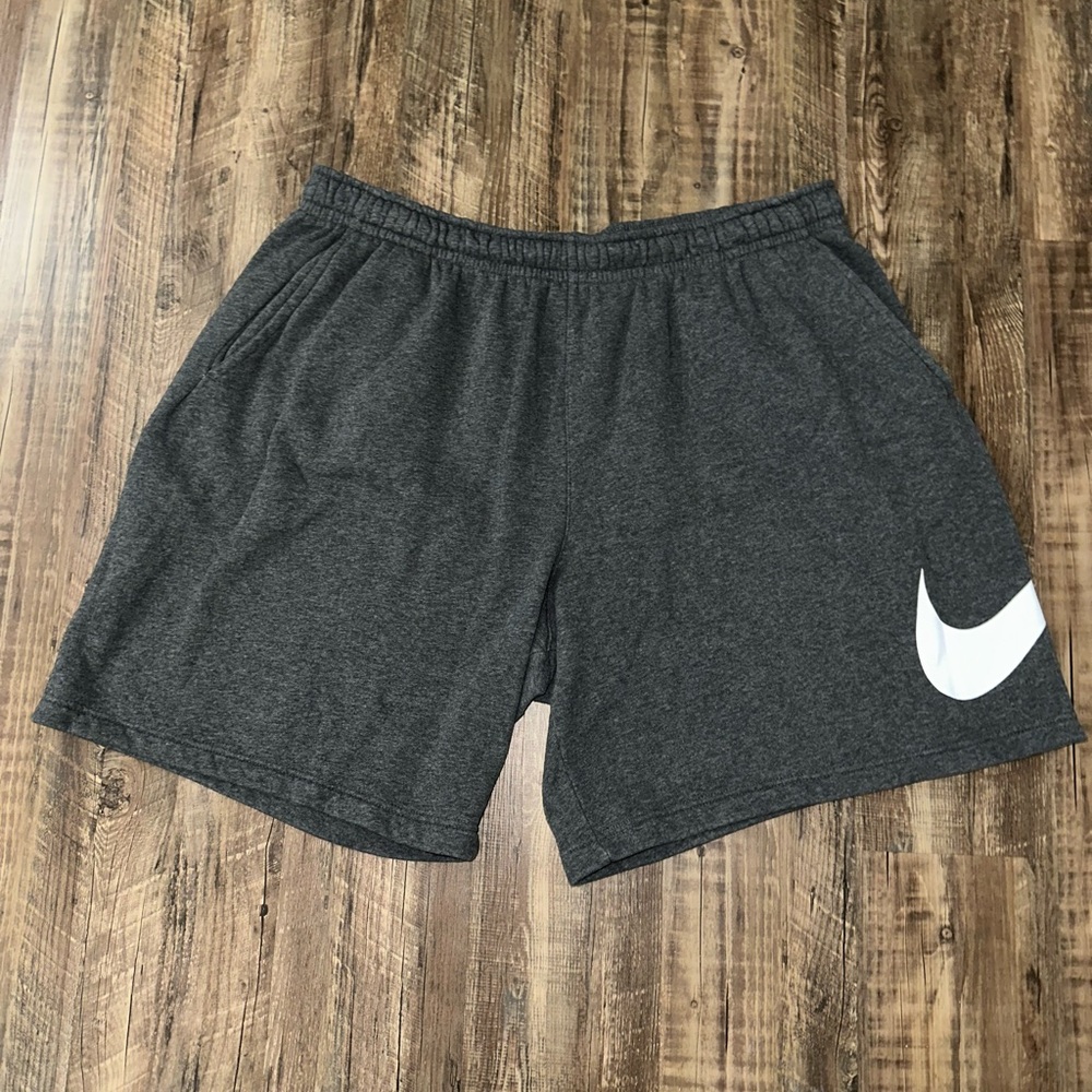 Nike Dark Gray Athletic Shorts with White Logo
